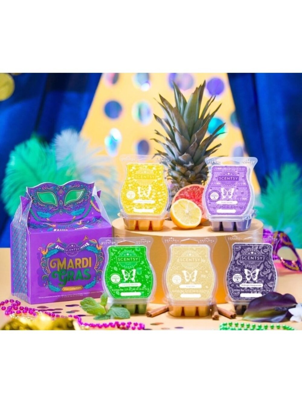 Scentsy Mardi Gras Wax Collection - Limited Edition - 5 Bars Festive Packaging